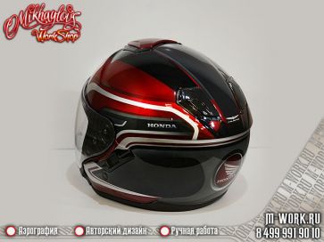 Аэрография шлема Shoei в стиле мотоцикла Honda Gold Wing. Фото 3