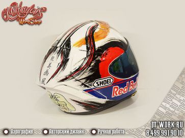 Аэрография фото - Аэрография шлема Shoei "Red Bull". Фото 3