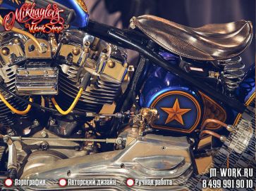 Аэрография мотоцикла - Кастом покраска боббера. Фото 1