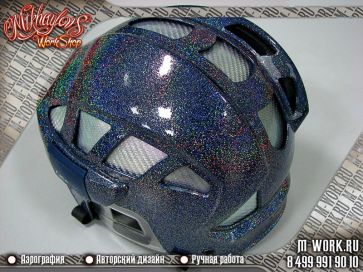 Хоккейный шлем. окраска переливающейся базой. Фото 2