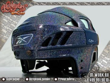 Хоккейный шлем. окраска переливающейся базой. Фото 3