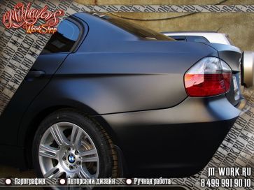 Покраска в матовый черный цвет автомобиля  BMW. Фото 4