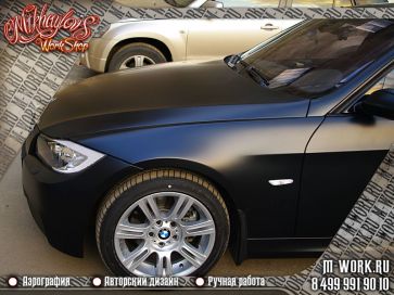 Покраска в матовый черный цвет автомобиля  BMW. Фото 7