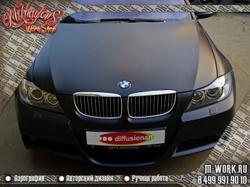 Покраска в матовый черный цвет автомобиля  BMW. Фото 9