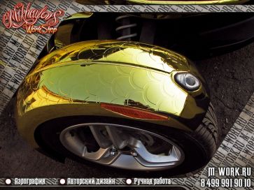 зеркальная аэрография  фото - хромирование и золочение мотоцикла Spyder. Фото 9