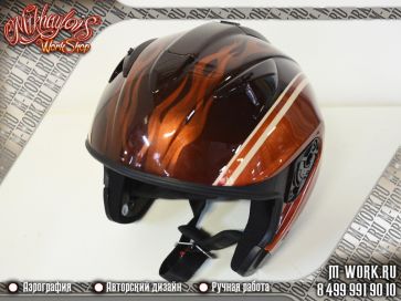 Аэрография шлема изображением логотипа Harley Davidson. Фото 2