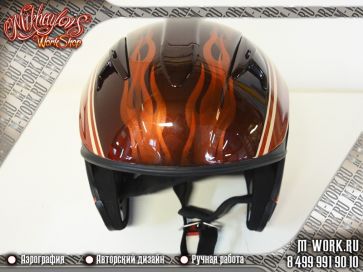Аэрография шлема изображением логотипа Harley Davidson. Фото 4