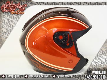 Аэрография шлема изображением логотипа Harley Davidson. Фото 6