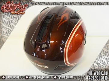 Аэрография шлема изображением логотипа Harley Davidson. Фото 7