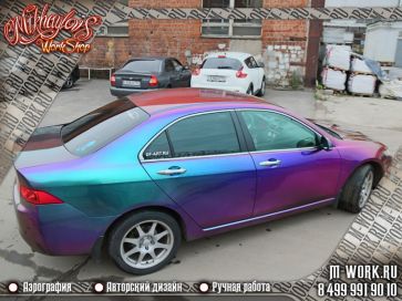 Эксклюзивная покраска в хамелеон автомобиля Honda Accord. Фото 2