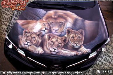 Аэрография на Toyota "Family of lions". Фото 7