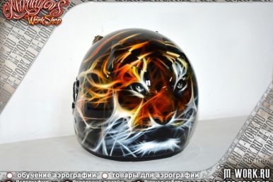 Аэрография шлема с тигром. Фото 9