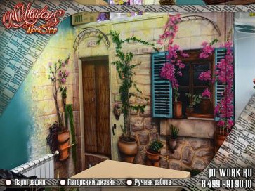 Роспись шкафа цветочного салона - "Итальянский переулок". Фото 2