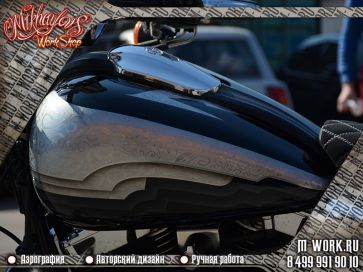 Аэрография мотоцикла Harley Davidson 3D-хром. Фото 3