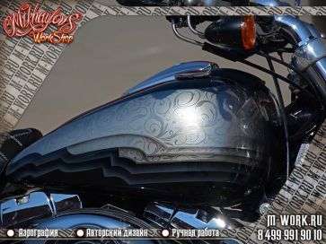 Аэрография мотоцикла Harley Davidson 3D-хром. Фото 5
