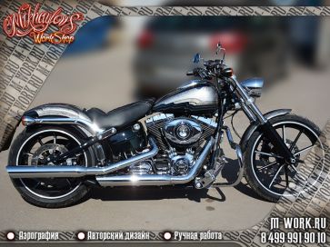 Аэрография мотоцикла Harley Davidson 3D-хром. Фото 10