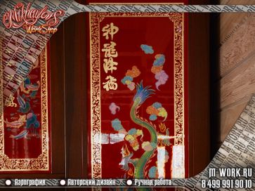 Сусальное золочение и ручная роспись кухни в китайском стиле. Фото 4