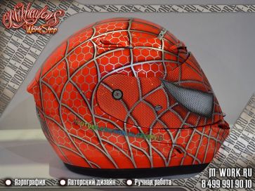 Аэрография шлема  "Человек паук". Фото 8