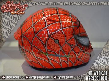 Аэрография шлема  "Человек паук". Фото 7
