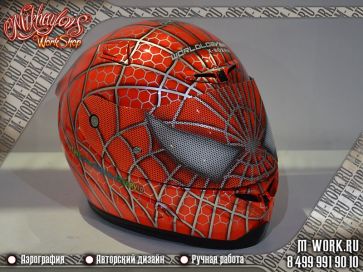 Аэрография шлема  "Человек паук". Фото 9