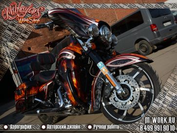 Аэрография мотоцикла Harley Davidson Street Glide. Фото 5