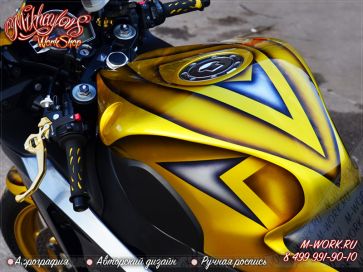 Аэрография фото - Аэрография мотоцикла "Золотой кенди". Фото 2