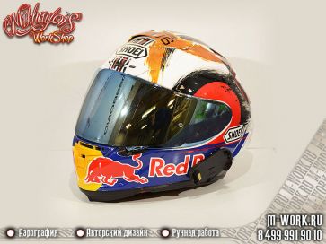 Аэрография фото - Аэрография шлема Shoei "Red Bull". Фото 7
