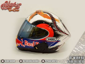 Аэрография фото - Аэрография шлема Shoei "Red Bull". Фото 6
