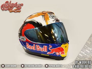 Аэрография фото - Аэрография шлема Shoei "Red Bull". Фото 1