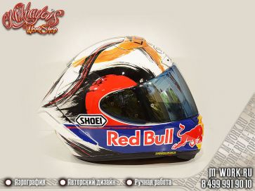 Аэрография фото - Аэрография шлема Shoei "Red Bull". Фото 2