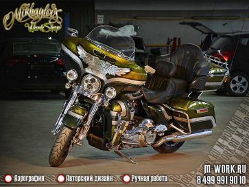 Аэрография мотоцикла Harley Davidson "Стальная гравировка". Фото 11