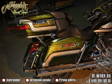 Аэрография мотоцикла Harley Davidson "Стальная гравировка". Фото 5