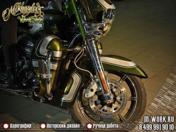 Аэрография мотоцикла Harley Davidson "Стальная гравировка". Фото 6