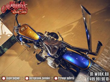 Аэрография мотоцикла - Кастом покраска боббера. Фото 3