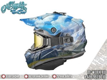 Аэрография шлема для эндуро - "Горы". Фото 3
