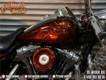 Кастом покраска мотоцикла "Харлей Девидсон" Род Кинг.. Фото 7