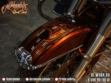 Кастом покраска мотоцикла "Харлей Девидсон" Род Кинг.. Фото 5