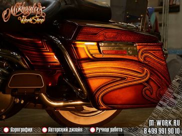 Кастом покраска мотоцикла "Харлей Девидсон" Род Кинг.. Фото 3